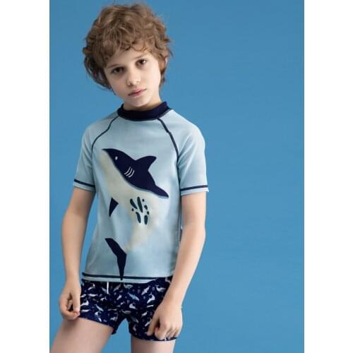 Julysand Toddler Boys' Rash Guard Sets Whale Swimsuit Short Sleeve Two Piece Swimwear Sun Protection Suit
