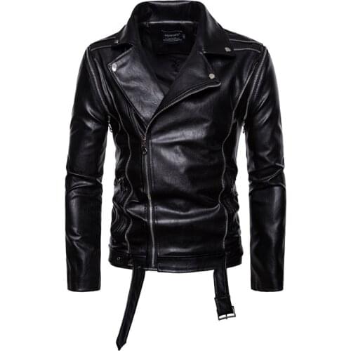 Europe/US size PU Leather Jacket Autumn Fashion Sleeves Detachable Motorcycle Leather Jacket Men New Multi-Zipper Biker Jacket