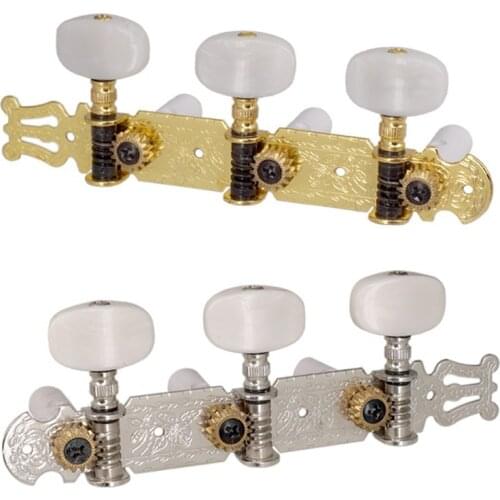 A set 2 Pcs Gold Classical Guitar Tuning Pegs Machine Heads Tuners With Coffee Big Square Buttons guitar accessories parts