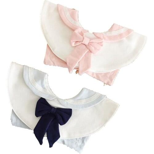 Autumn And Winter New Cute Baby Bibs Cotton Round Burp Cloths Rotatable Kids Korean Lace Fake Collar For Girls Accessories