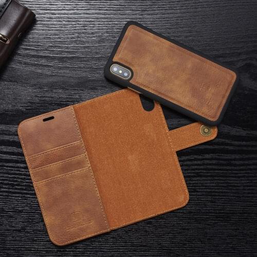 Origina DG.MING Genuine Phone Case For Oneplus 6 Leather Removable Wallet Case Magnetic Flip Card Slot Case Cover one plus 6 1+6