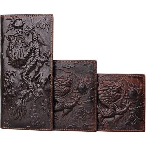 Wallet Mens Luxury Designer Wallet Dragon Three-dimensional 3D Pattern Leather Cowhide Short Card Case Photo Business Walle