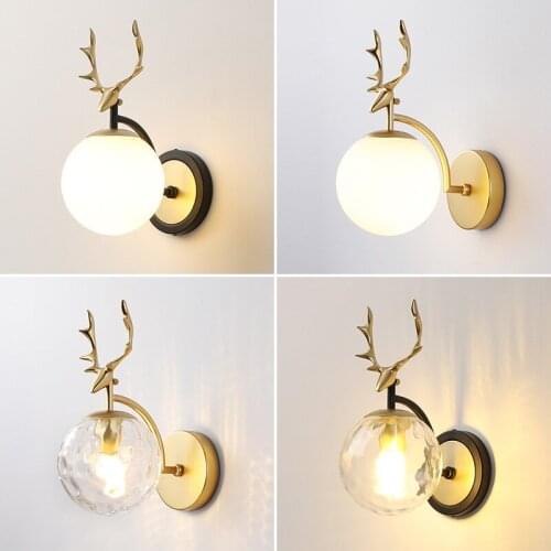 Nordic Light Luxury Antler Wall Lamp Golden Simple Creative Living Room Bedroom Bedside TV Background Wall Lamp Factory Outlet