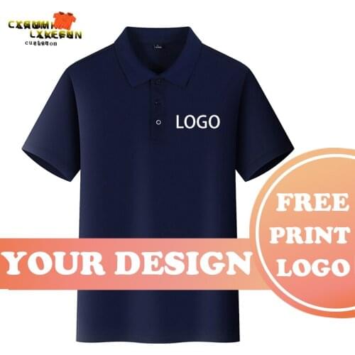 POLO shirt top 10 color high-end custom logo short-sleeved T-shirt fashion PVP cotton lapel printing DIY brand text