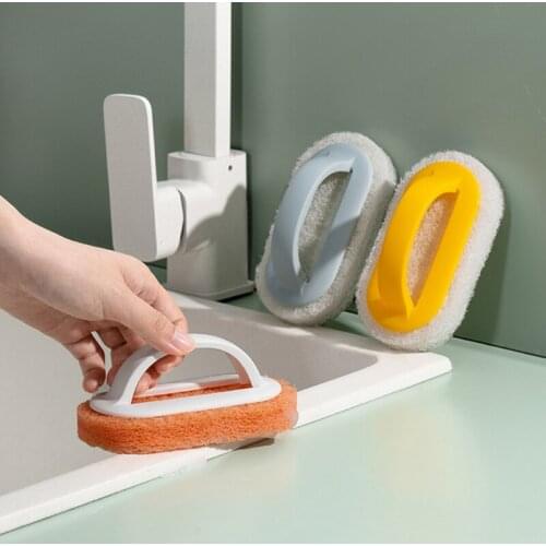 DIY Handle Cleaning Brush Sponge Wall Glass Cleaning Sponge Shower Bathroom Kitchen Pot Dishwashing Cleaning Brush Dropship
