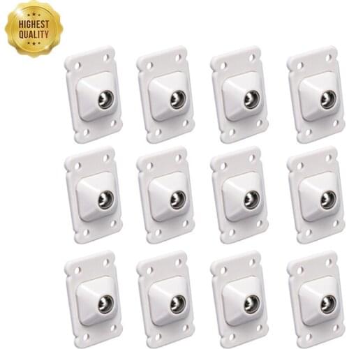 12PCS Stainless Steel Self-adhesive Universal Pulley Rack Roller Movable Wheel Storage Box Bottom Cabinet Universal Wheel Black