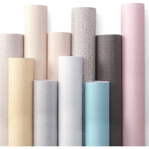 DIY Silk PVC Waterproof Thickened Wallpapers Self-Adhesive Solid Color Plain Wall Stickers Bedroom Living Room Hotel Wall Decals