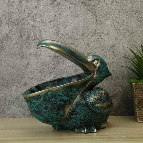Nordic Cool Pelican Figurine Big Mouth Storage Box Home Ornamental Resin Art Sculpture Figurines Home Decor Gift Decorative