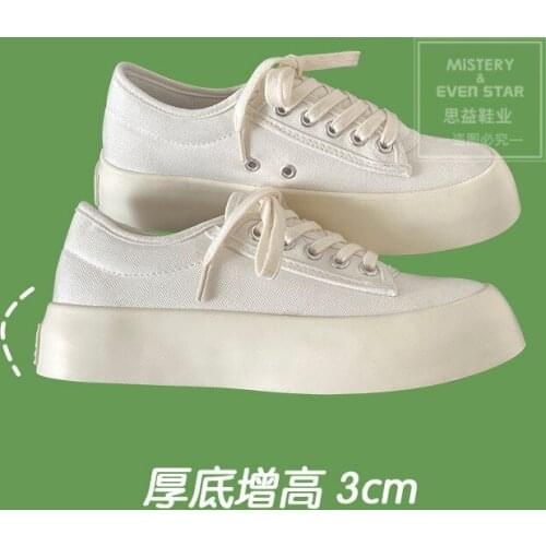 YSHUNIJ Thin canvas shoes in summer 2021 new thick white shoes womens cream shoes ins Joker shoes