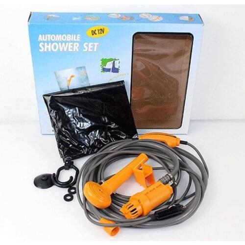 Portable Electronic 12V Orange Outdoor Mini Smart Car Shower for Camping Hiking One Touch Operation Built-in System