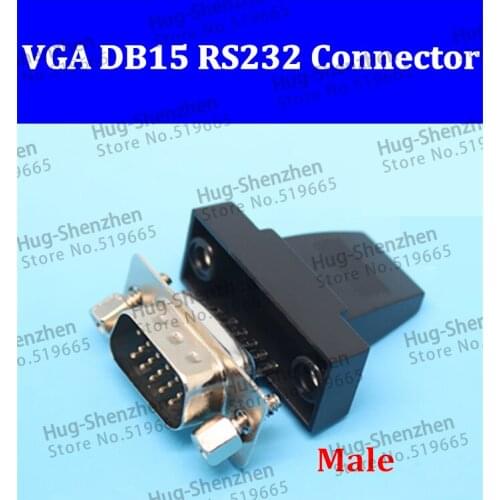 VGA DB15 serial wire-type 3 row male connector with housing ,screw 10pcs