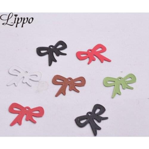 100pcs AC3668 Brass Small bowknot Charms Filigree Stamping Slice Pendants Embellishment DIY Jewelry Materials