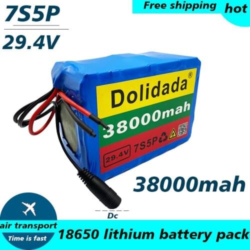 100% high quality 7S5P 24V38Ah battery pack 500w 29.4V 38000mAh lithium ion battery for wheelchair electric bicycle