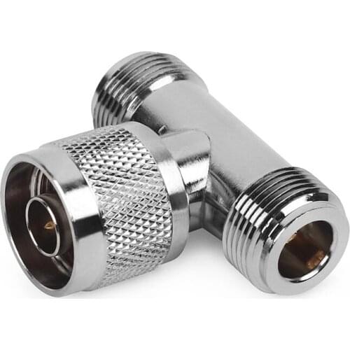 10pcs3 Way Connector N Male to 2 N Female Triple T in RF Adapter for Outdoor / Indoor Antenna / Signal Repeater N Male Connector