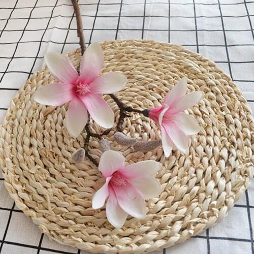 12Pcs/lot 3 Heads Magnolia Silk Flower Home Decoration Fake Flowers Arrangement Wedding Road Lead Table Decor Floral Orchid