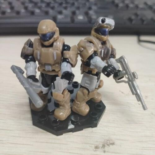 Lot of 2pcs Mega Bloks Construx HALO ODST Squad Ambush ODST Detachable Armour Building Toy Mini Figure with Guns + Stand