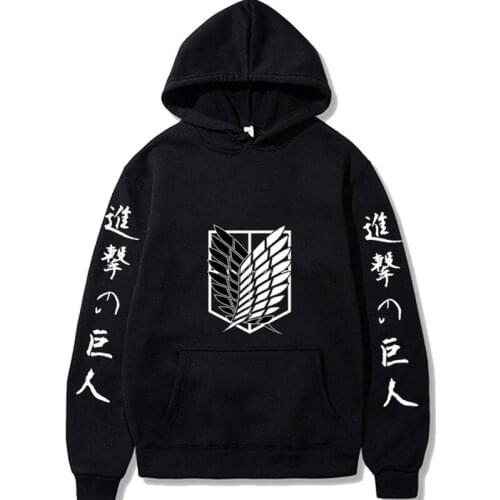 2021 Kawaii Anime Cartoon Attack On Titan Hoodie Sweatshirt Long Sleeve Unisex Harajuku Pullover Plus Size Dropshipping Clothes