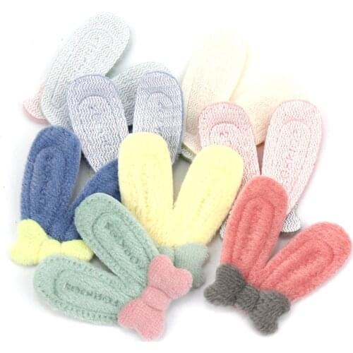 28Pcs 3.5*4cm Furry Felt Bowknot Bunny Ears Appliques for Crafts Hair Clip DIY Handmade Baby Headwear Decoration Wholesale