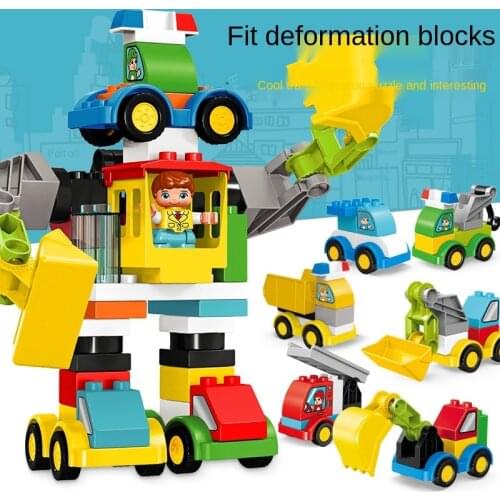 49Pcs DIY Excavator Crane Transform Robot Car Building Blocks Compatible City Constructions Vehicles Toys For Children