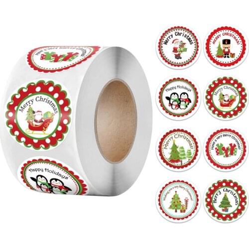 50-500Pcs Merry Christmas Stickers 500pcs Animals Snowman Trees Decorative Stickers Wrapping Gift Box Label Christmas Tags