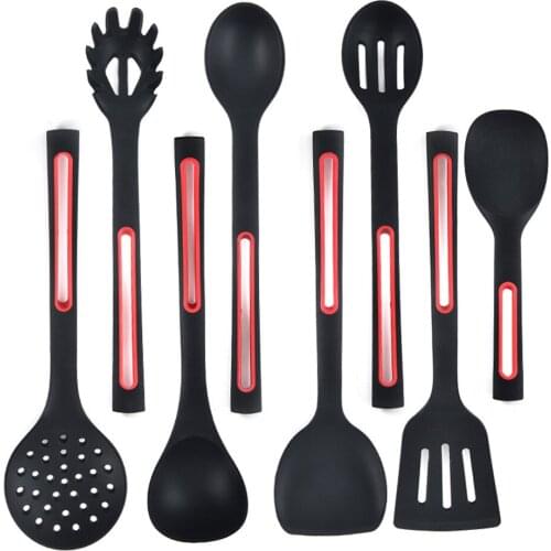 8pcs/set Silicone Kitchen Utensils Set Heat Resistant Non-stick Silicone Utensil set Slotted Spoon Spatula Ladle Pasta Server
