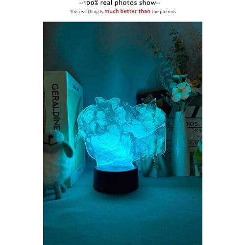 Acrylic 3D LED Picture Light Lamp Anime Illusion Nightlight Demon Slayer Blade Ninja for Bedroom Decoration Kids birthday Gift