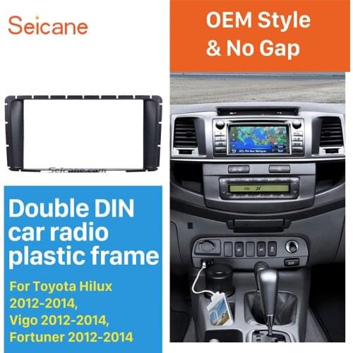 Seicane Double Din Car Radio Fascia Stereo Interface Trim Kit for Toyota Hilux Vigo Fortuner Audio Cover Panel Plate