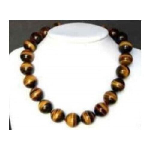 Free Shipping Beautiful 16MM tigers-eye beads necklace 18"/ 46cm