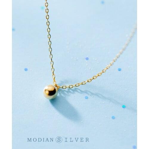 Modian 2020 New Sterling Silver 925 Chain Necklaces for Women Small Beads Gold Color Necklace Female Gifts Jewelry Accessories