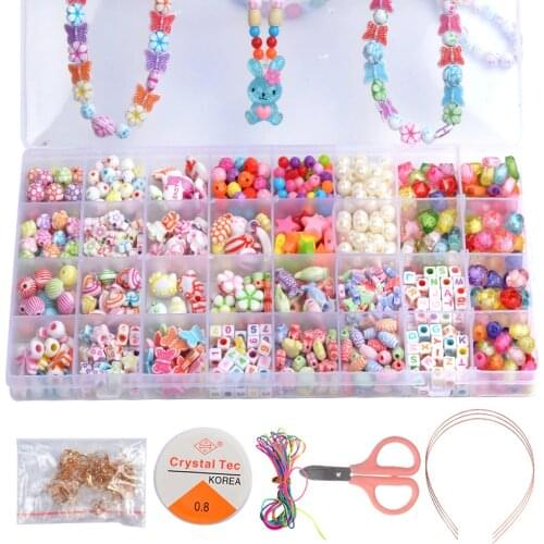 32 Grid DIY Handmade Beaded Childrens Toys Creative Loose Beads Crafts Making Bracelet Necklace Jewelry Set Girl Toy Gift