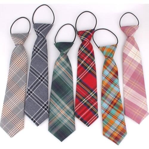 Rubber Ties For Boys Girls Fashion Shirt Plaid Neck Tie Children Small Tie Simple Check Student Necktie For Party Tie Gravata