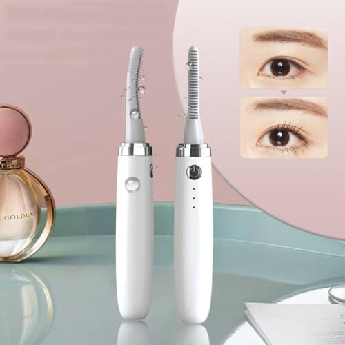 Mini Heated Electric Eyelash Curler Long Lasting Makeup Fast Magnetic Heating Natural Eyelash