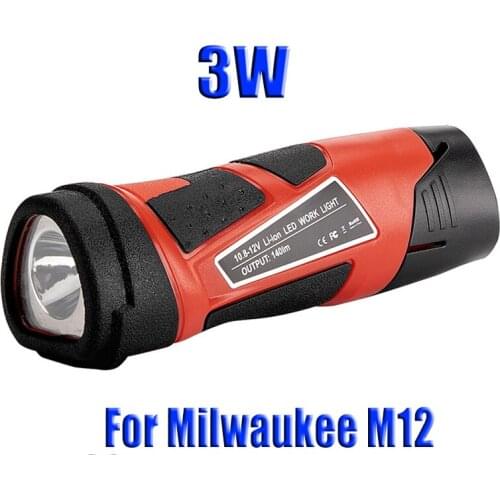 1Pcs Flashlight+1Pcs M12 battery For Milwaukee12V M12 2PCS 3000mAh LI-ION battery Rechargeable Power Tool Battery 48-11-2401 3.0