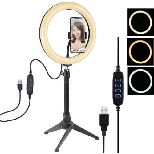 New Live Streaming 20CM LED Ring Flash Lamp with Mount Holder Desktop Tripod for phones Stands for Video Bloggers