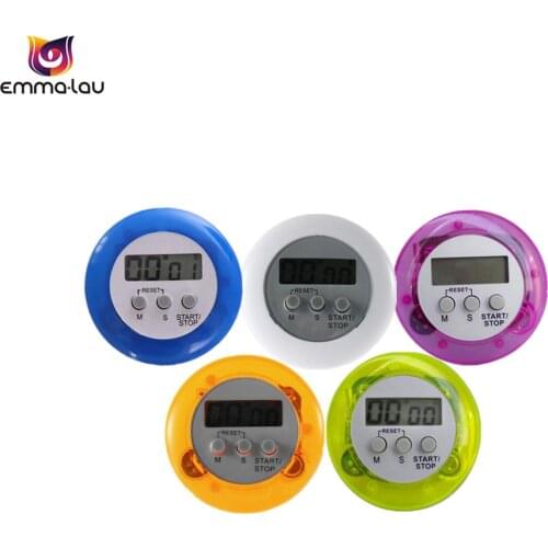 Round Mini Electric Timer LCD Digital Kitchen Countdown Timer Back Stand Cooking Timer Count UP Alarm Clock Gadgets Cook Tools