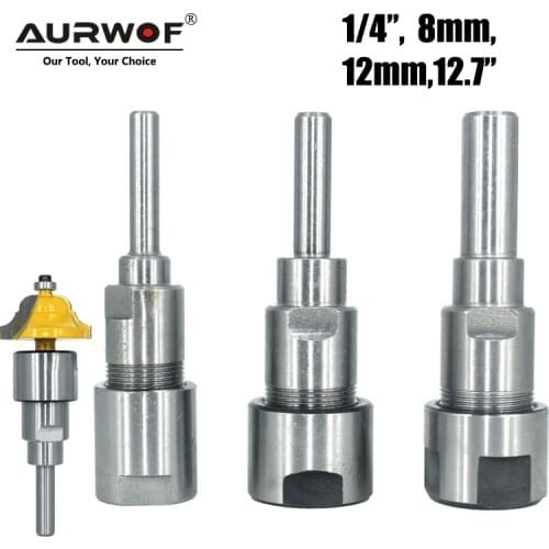 LAVIE 1 pc 1/4" 8mm 12mm 1/2" Shank Router Bit Extension Rod Collet Engraving Machine Extension Milling Cutter for Wood MC04003