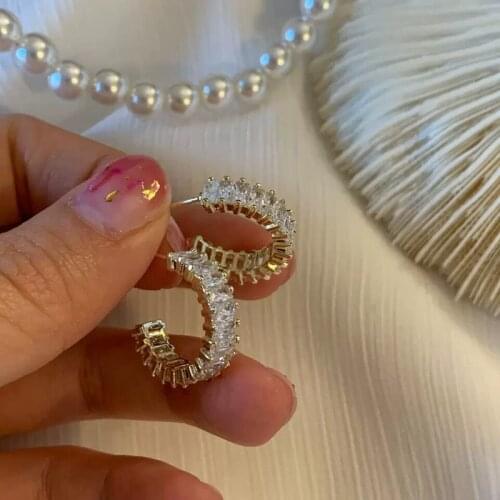 Hot Sale Fashion Accessories Korean Style Shiny Classic Ins C-type Round Earrings Party Birthday Gift Jewelry