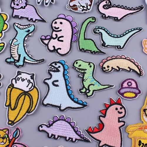 Cute Dinosaur Patches Pack Sewing Jacket Embroidered Patches For Clothing Patch Iron On Patches Stickers On Clothes Applique Diy