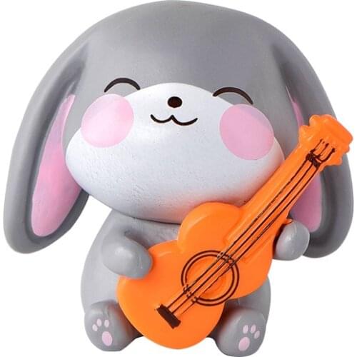 2021 Mini Bunny Playing Guitar Figurine Home Decoration Accessories for Living Room Fairy House Garden Miniatures Christmas Gift