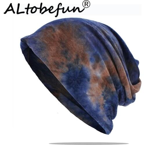 ALTOBEFUN Girl Multifunction Autumn Hat Women Floral Teenager Adult Men Thin Scarf Skullies Beanies Winter Vintage Cap AHT165