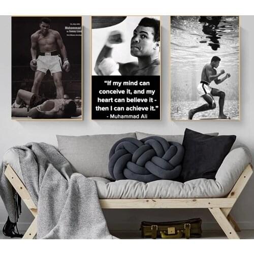 Muhammad Ali Motivational Quote Canvas Painting Boxing Posters and Prints Modern Wall Art Picture for Bedroom Home Decoration