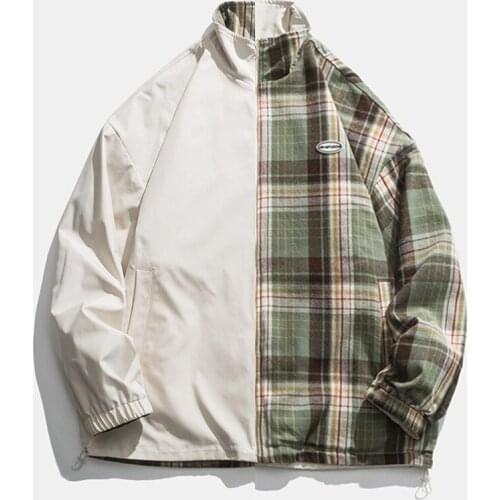 Double-sided Jacket for Men High Street Coat Male Stand Collar Spring Autumn Fashion Clothing Casual Japanese Harajuku Jacket