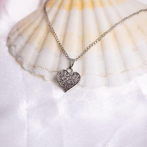 New Simple Popular Simple Necklace Love Heart Shiny Pendant Necklace Jewelry Pendant Womens Gift Hip Hop Jewelry