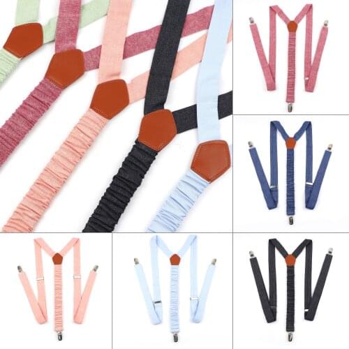 Unique 100%Cotton Suspenders New Design Pink Blue Purple Solid Color Brace Adjustable Straps For Men Women Wedding Accessory