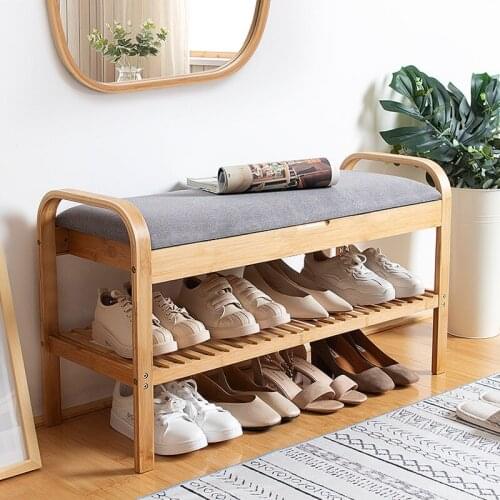 Shoes Shelves Organizer Stand Shoe Rack Nordic Entrance Modern Shoe Bench Storage Solid Wood Zapatero Madera Furniture HX50XG