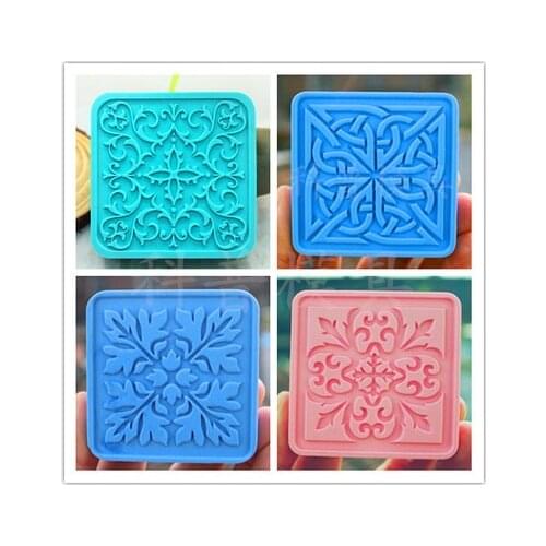 PRZY Square Carved Pattern Scented Silicone Soap 2D Candle Molds Soap Candle Mold Clay Resin Moulds