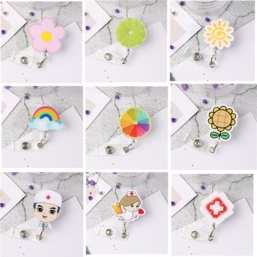 Variety of Cartoon Styles Badge Reel for Students Nurse Worker Exhibition Retractable Enfermera Name Id Card Badge Holder Clips