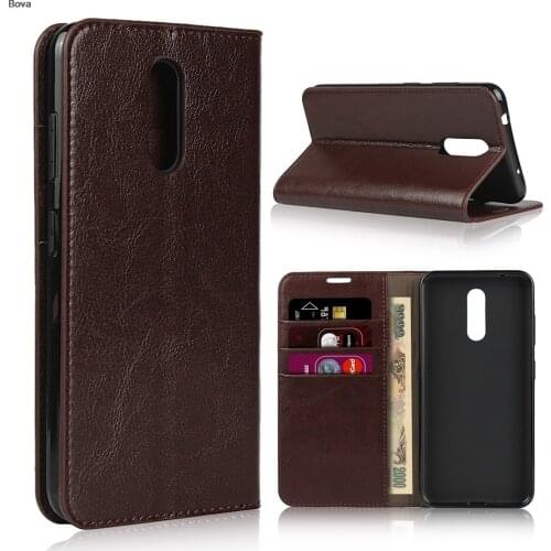 Deluxe Wallet Case for Nokia 3.2 Genuine Cow Leather Case Flip Cover Real Skin Phone Bags
