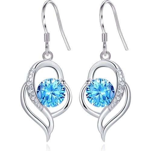 S9925 Sterling Silver New Woman Fashion Jewelry Purple Blue Pink White Crystal Zircon Long Tassel Hot Selling Earrings