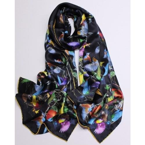 180cm x 85 Super Long Silk Scarf 100% Stain Silk Scarves Wraps Shawls Digital Print Design Handrolled Hems